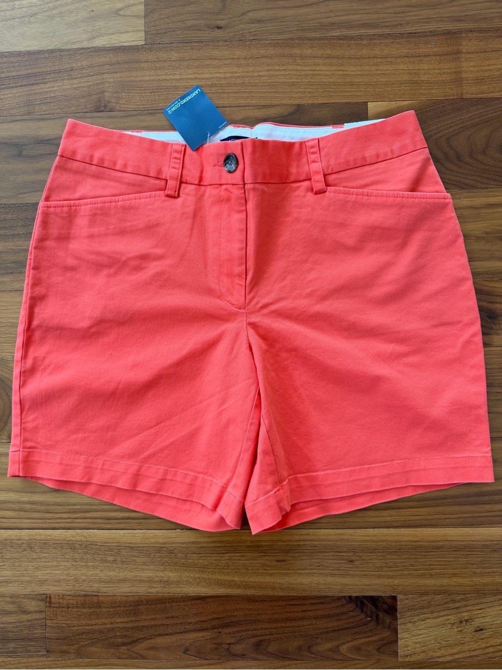 NWT Lands End Women’s Fit 2 Coral Chino Shorts Sz 10 Mid Rise 7” Comfort Stretch